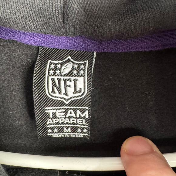 NFL Team Apparel Baltimore Ravens 1996 MCMXCVI Hoodie Mens Medium Black - Picture 8 of 13